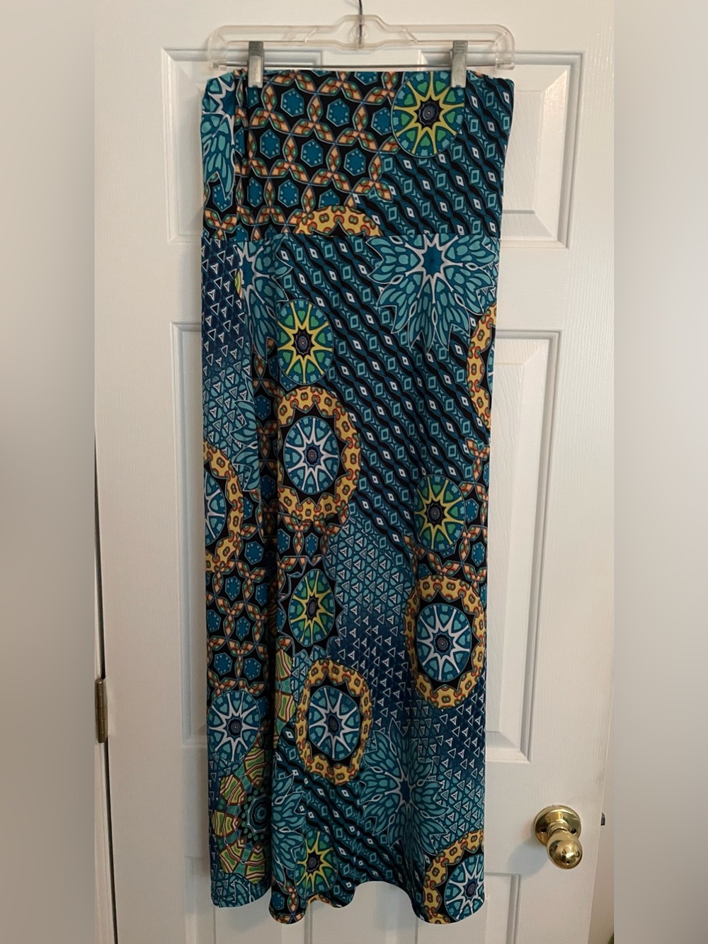 Teal and Yellow Geometric Maxi Dress/Skirt